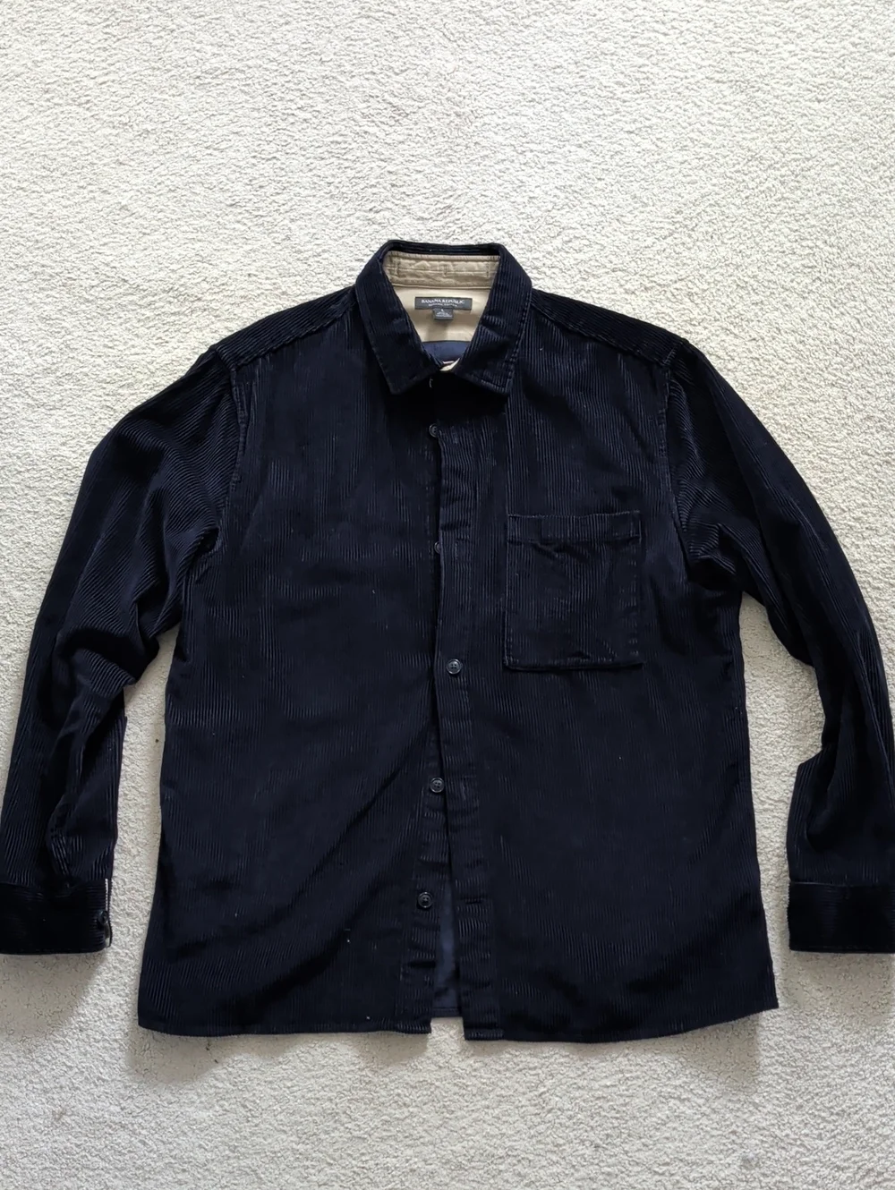 Banana Republic Men's Navy Corduroy Button-Down Shirt Large